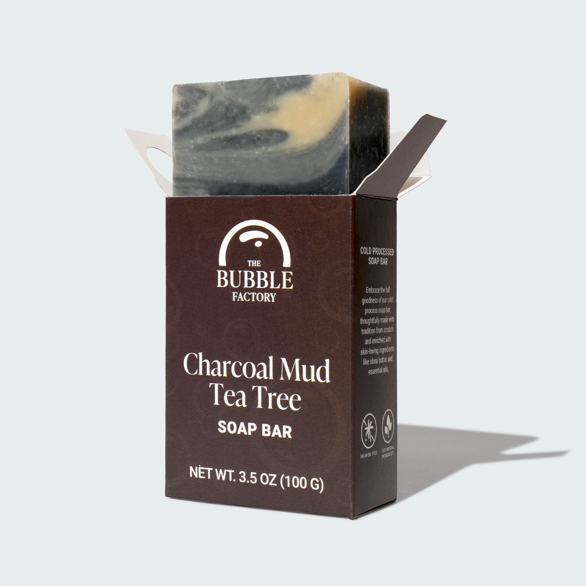 Charcoal Mud Tea Tree Soap Bar, Single Box 3D View