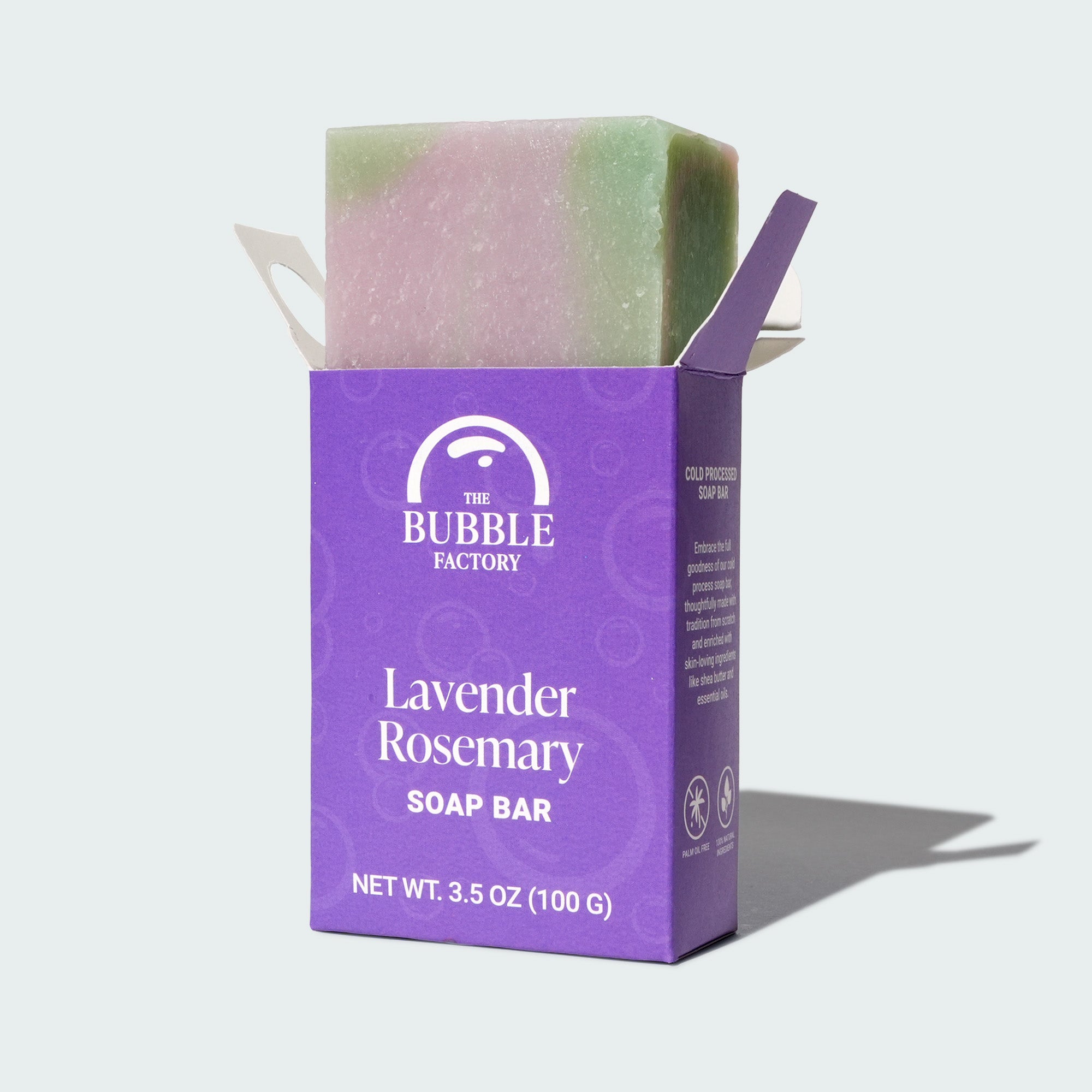 Lavender Rosemary Natural Essential Oil Soap Bar, Single Box 3D View