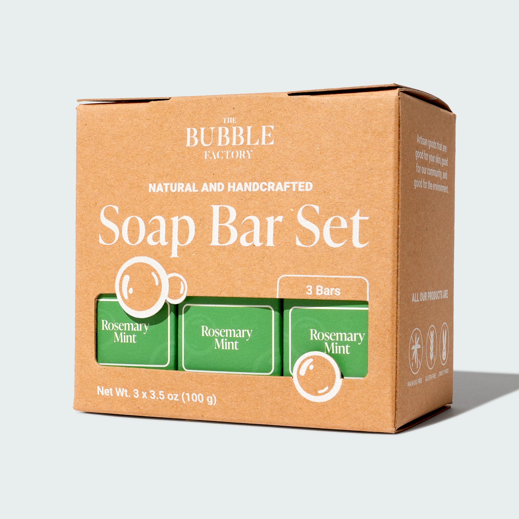Rosemary Mint Natural Essential Oil Soap Bar, 3 Piece Bar Collection