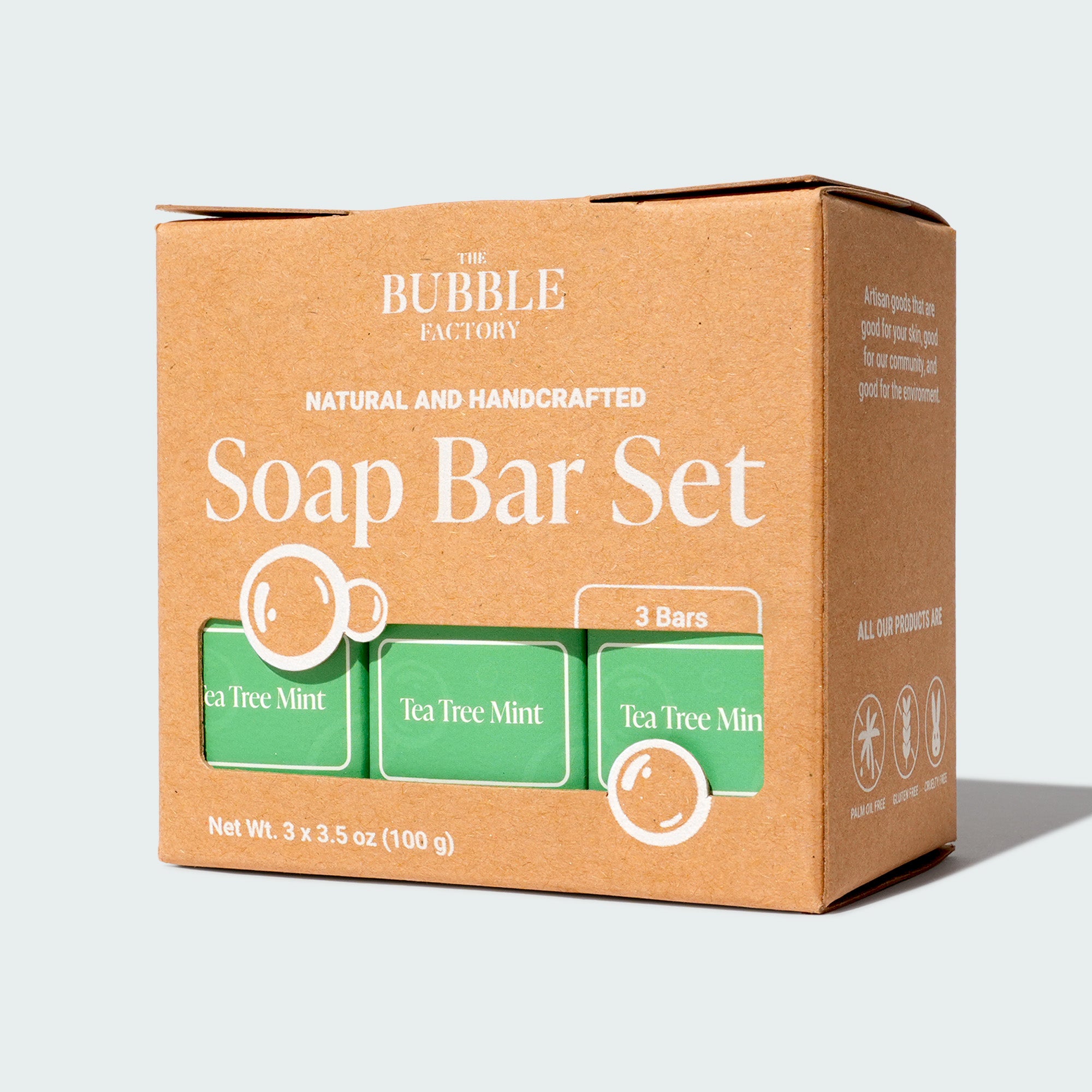 Tea Tree Mint Natural Essential Oil Soap Bar, 3 Piece Bar Collection