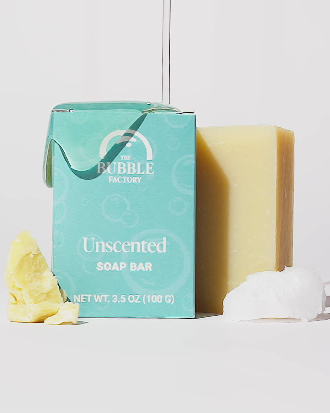 Unscented Extra Gentle Natural Soap Bar, Front view Animation with Castor Oild and Shea Butter